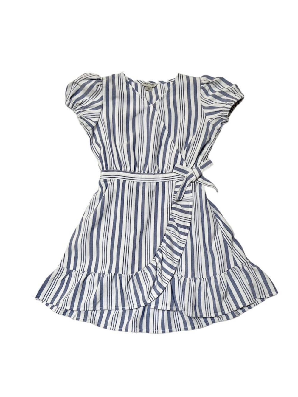 Habitual Kids Ruffled Wrap Stripe Dress Size 4